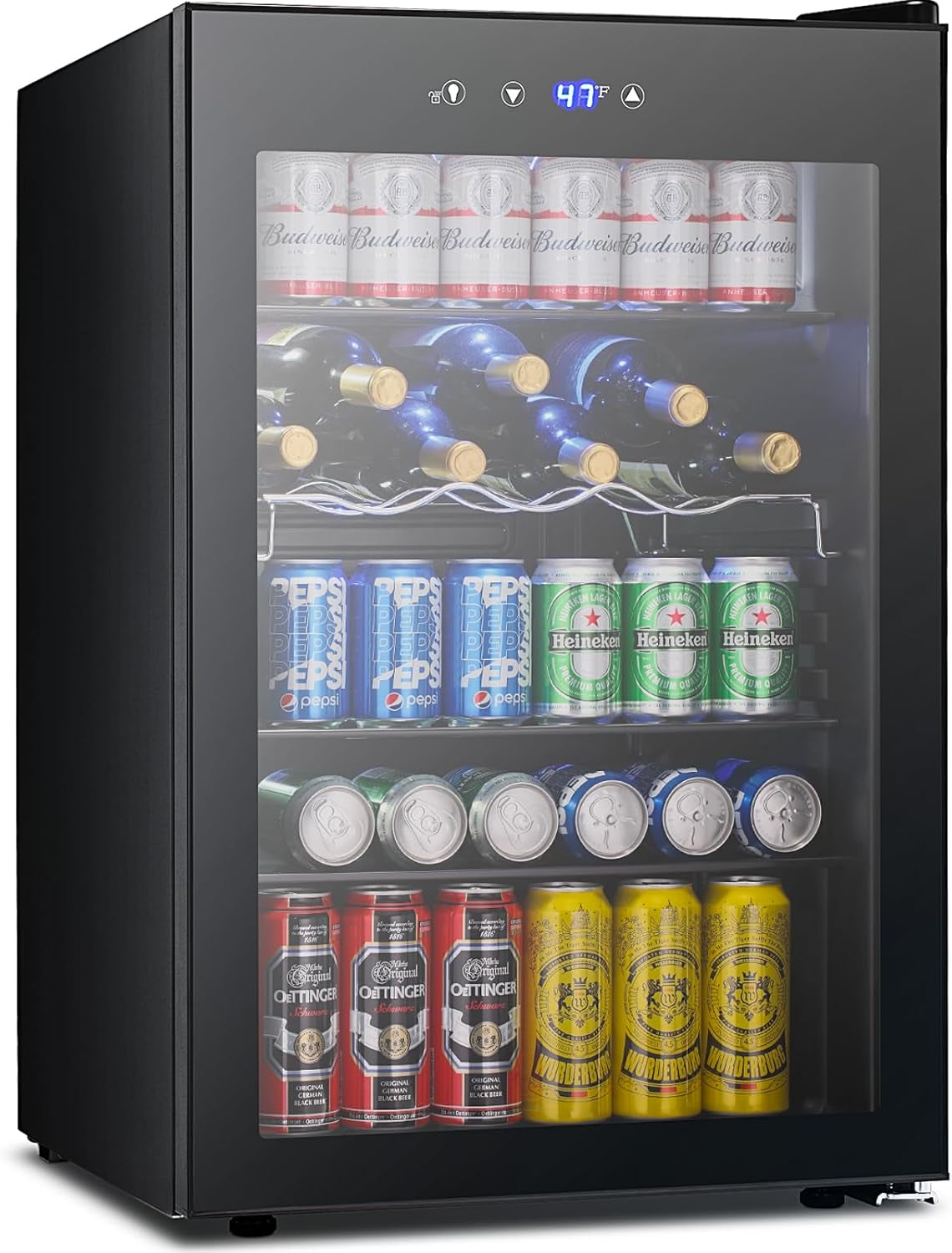 Mini Fridge 130 Can Beverage Refrigerator Cooler, 3.2 Cu.Ft Drink Fridge for Soda Wine Beer, Adjustable Temperature Control for Home Office, Black