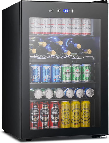 Mini Fridge 130 Can Beverage Refrigerator Cooler, 3.2 Cu.Ft Drink Fridge for Soda Wine Beer, Adjustable Temperature Control for Home Office, Black
