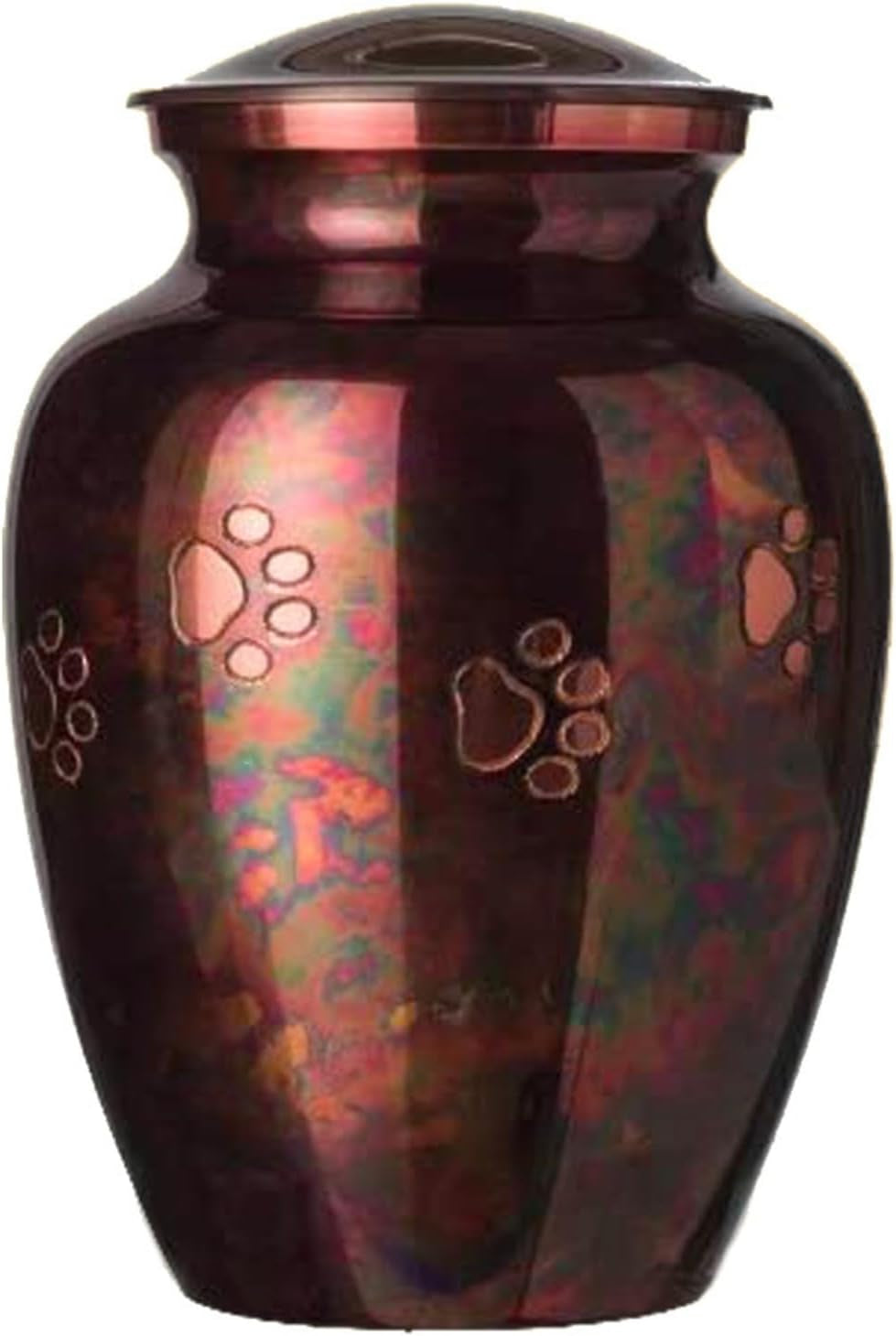 Ottillie Paws Legacy Series Pet Urn for Dogs and Cats, Handmade Brass Memorial Cremation Urn (Small - Pets up to 25 Lbs, Pewter, Vertical Brass Paws)