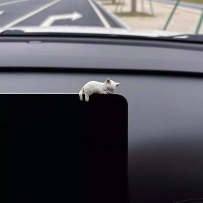 4Pcs Cute Kitten Decoration Creative Sleeping Cat Doll Automobile Screen Ornaments Toys Cat Micro Landscape Decoration Gifts