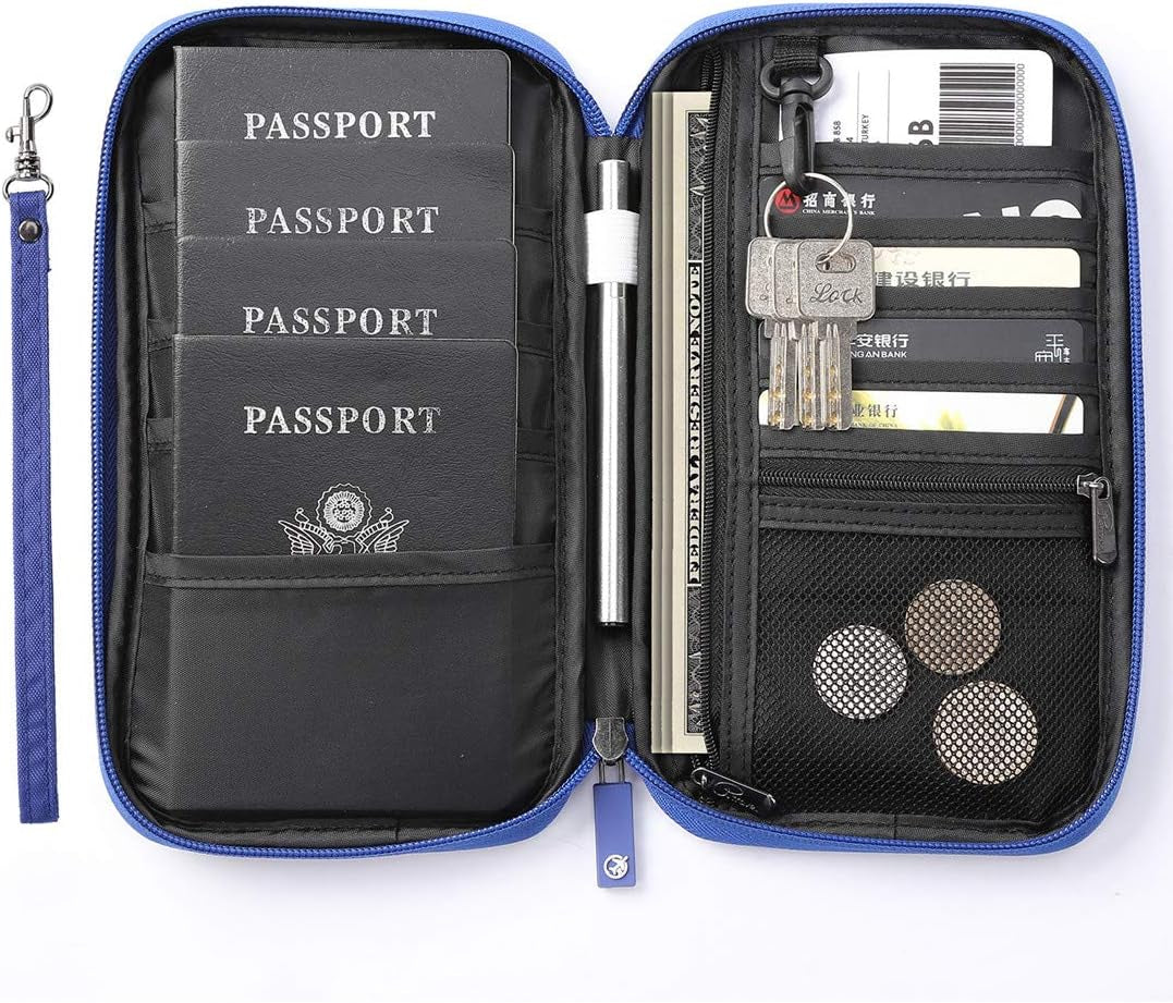 RFID-Blocking Travel Wallet & Passport Organizer with Removable Wrist Strap