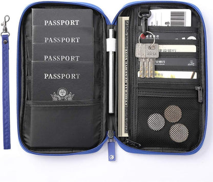 RFID-Blocking Travel Wallet & Passport Organizer with Removable Wrist Strap