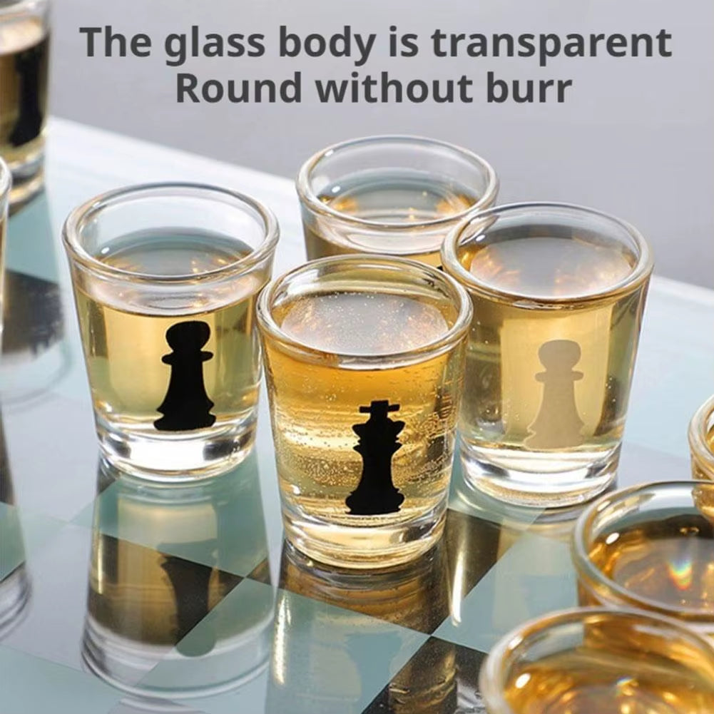Bar Drinking Games Chess Game Set 25X25Cm Party Favor with 32 Game Glasses Bar Entertainment Supplies ﻿