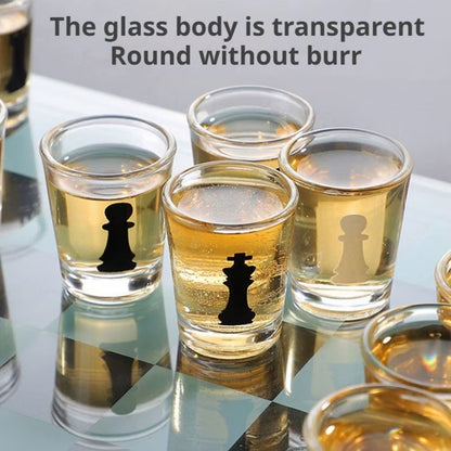 Bar Drinking Games Chess Game Set 25X25Cm Party Favor with 32 Game Glasses Bar Entertainment Supplies ﻿