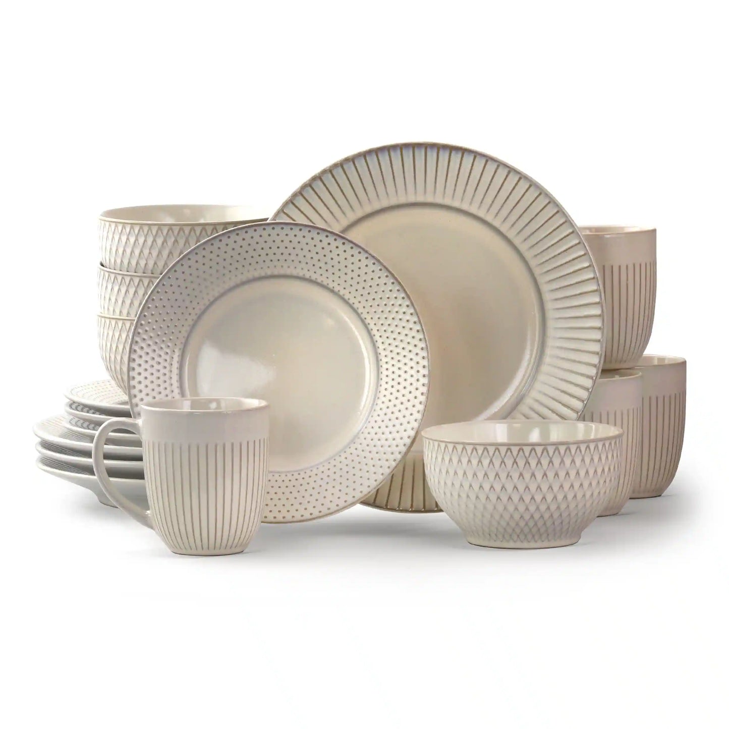 Marketplace Favorites16Pc Dinnerware Set in Embossed White