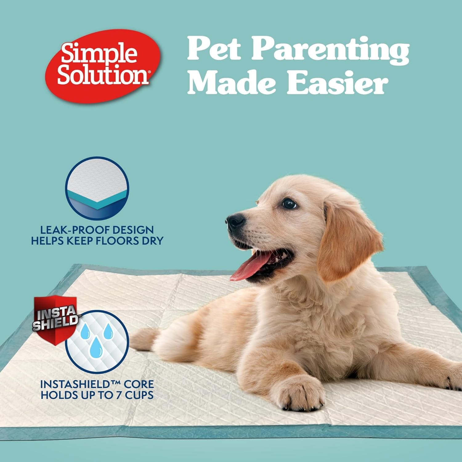 Simple Solution Puppy Pads Extra Large, Super Absorbent Pee Pads for Dogs, Doggie Potty Training, Puppy Essentials, X-Large for House Training, 28"X30", 50 Count