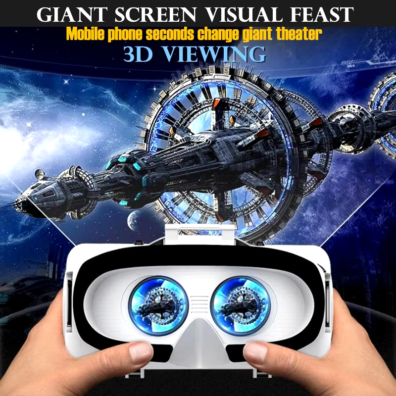 Virtual Reality VR Glasses IMAX Huge Screen 3D Glasses Google Cardboard Box VR Helmet for 4.5-6.53" Phone,Support Game Joysticks
