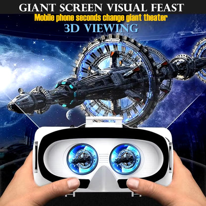 Virtual Reality VR Glasses IMAX Huge Screen 3D Glasses Google Cardboard Box VR Helmet for 4.5-6.53" Phone,Support Game Joysticks