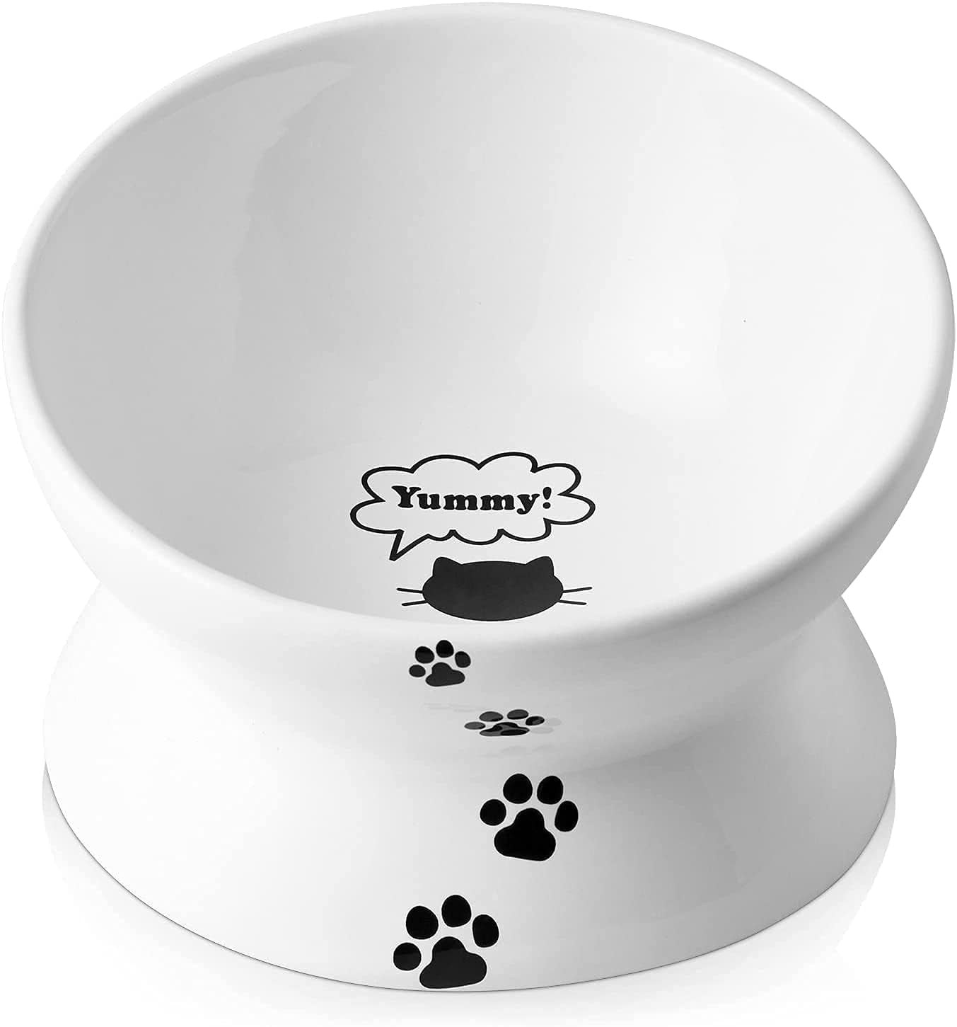 Y YHY Ceramic 15 Ounce Slanted Cat Food Water Bowl, Lake Blue
