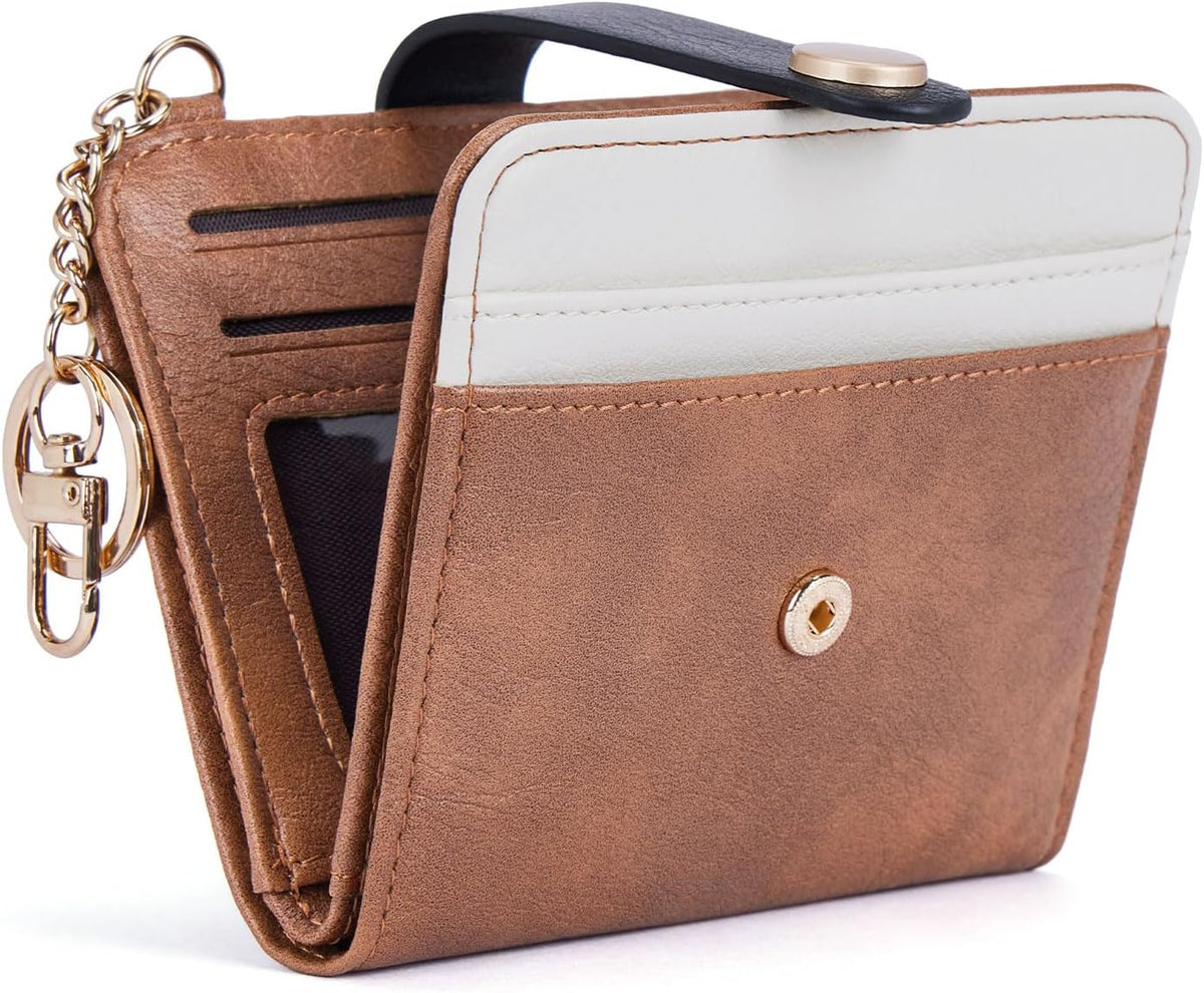 Slim RFID-Blocking Wallet with Zipper Coin Pocket & Keychain