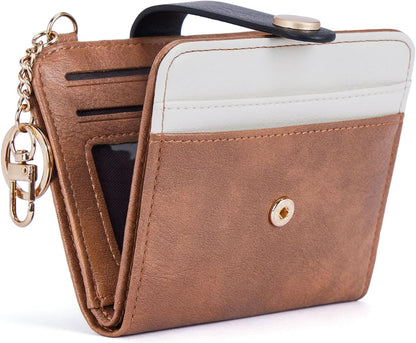 Slim RFID-Blocking Wallet with Zipper Coin Pocket & Keychain