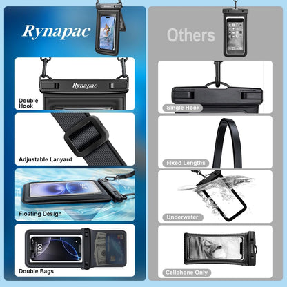 [Up to 8.5''] Floating Waterproof Phone Pouch 2 Pack, IPX8 Double Space Waterproof Phone Case with Lanyard for Iphone 17 16 15 Pro Max, Galaxy S25 Ultra, Cellphone Dry Bag Beach Cruise Ship Essentials