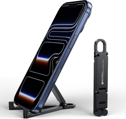 Mini Aluminum Foldable Phone Stand with Keychain – 180° Adjustable Desk Holder