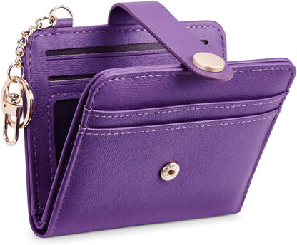 Slim RFID-Blocking Wallet with Zipper Coin Pocket & Keychain