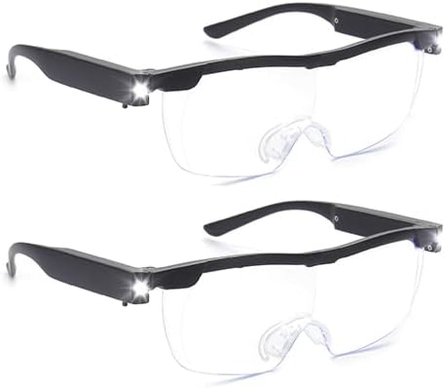 OKH LED Magnifying Glasses – Hands-Free 2X Magnification with USB Rechargeable Lights