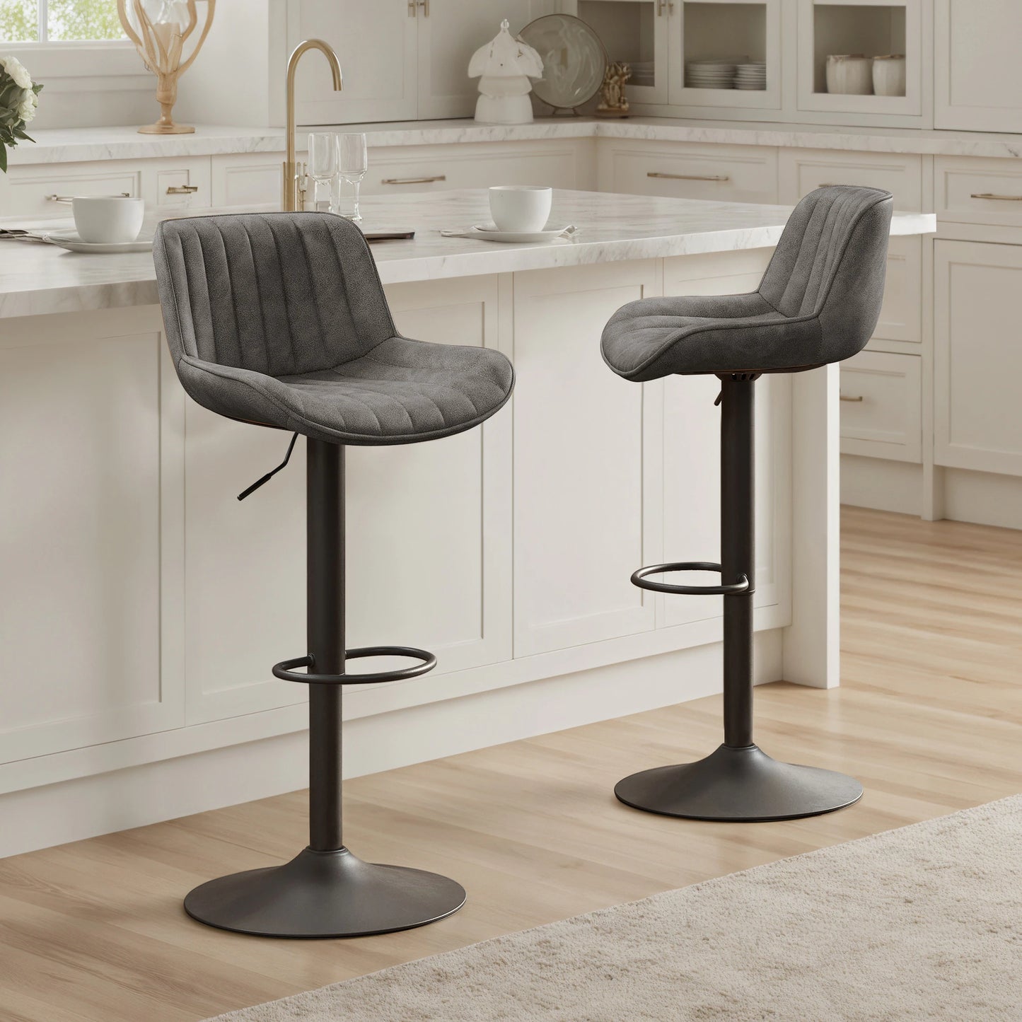 Art Leon Adjustable Swivel Barstool Set – Mid-Century Modern Kitchen & Bar Seating