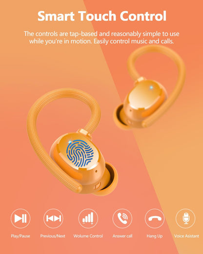 Wireless Earbuds 128Hrs Bluetooth 5.3 Headphone Sport, 2026 Bluetooth Earbuds Stereo Deep Bass over Ear Bud with Earhooks, ENC Noise Cancelling Mic, IPX7 Waterproof Earphone for Workout/Running