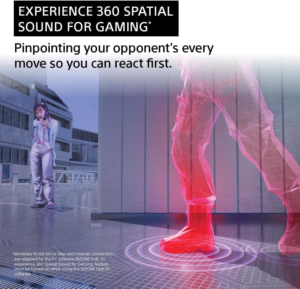 Sony INZONE H5 Wireless Gaming Headset, 360 Spatial Sound, Works with PC, PS5, 28 Hour Battery, 2.4Ghz Wireless and 3.5Mm Audio Jack, WH-G500 White