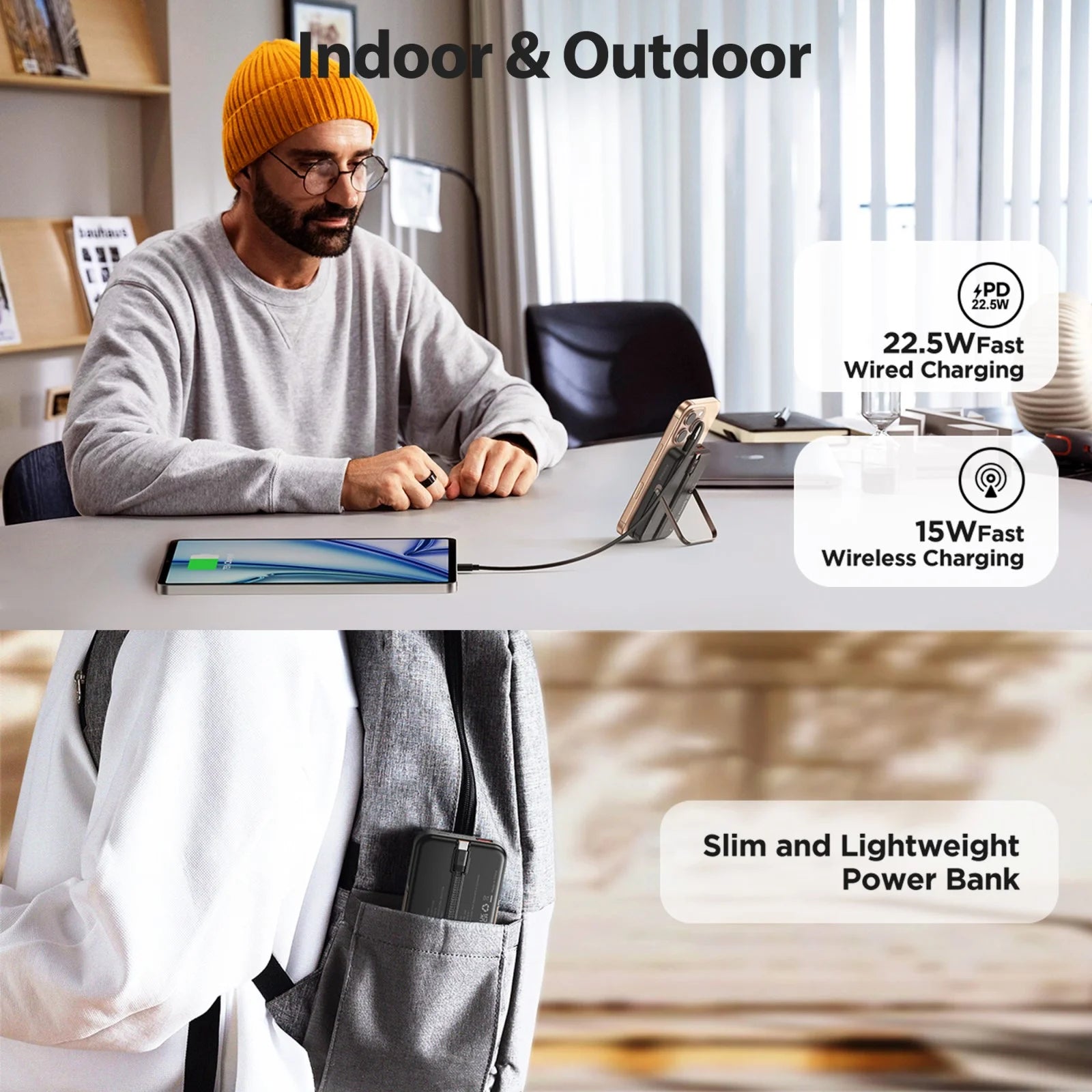 Aioneus Magnetic Power Bank 10K Wireless Portable Charger (20W)