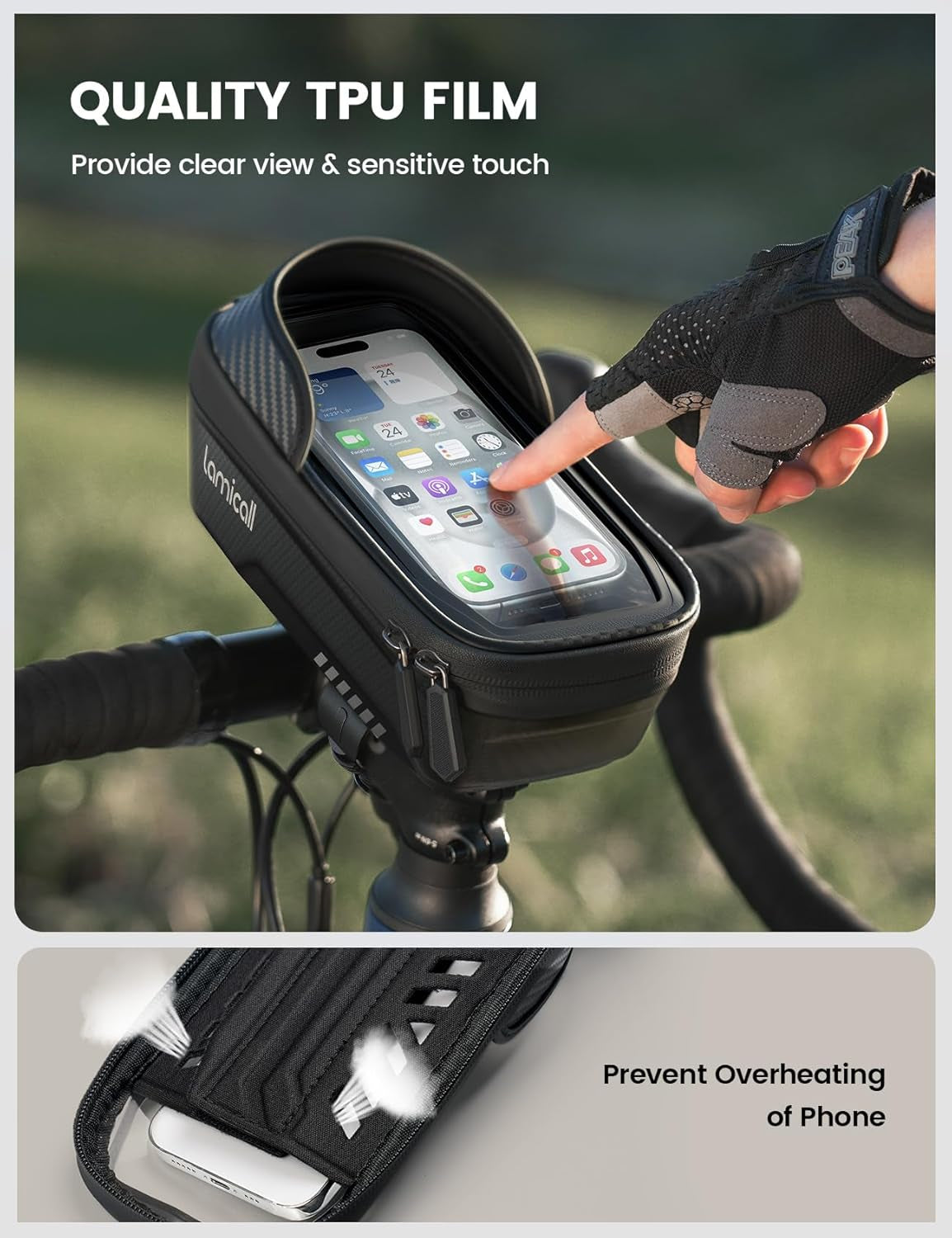 Lamicall Bike Frame Bag Waterproof - [1S Release] [2 in 1] Bike Phone Mount Holder, Bicycle Top Tube Bag, Cycling Pouch with Rain Cover, Bikes Accessories Gifts for Phones under 7"