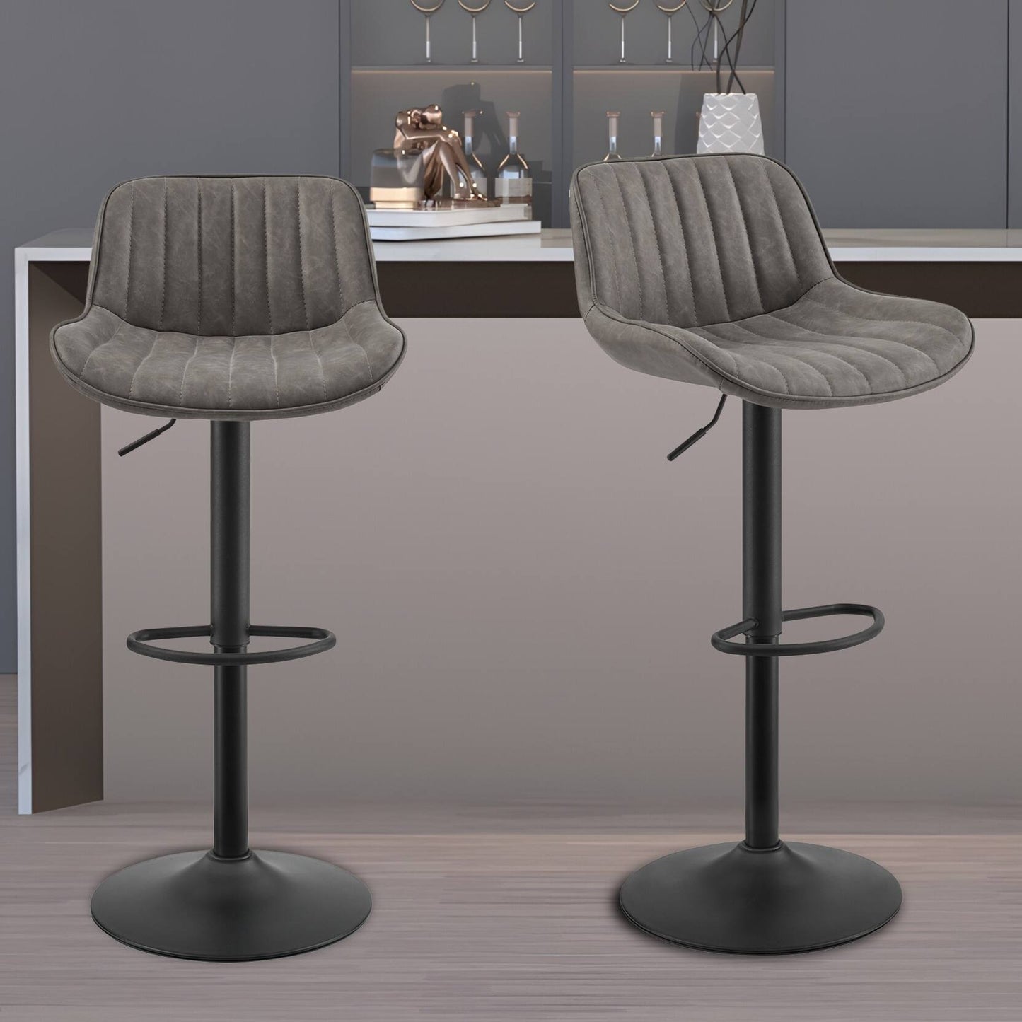Art Leon Adjustable Swivel Barstool Set – Mid-Century Modern Kitchen & Bar Seating