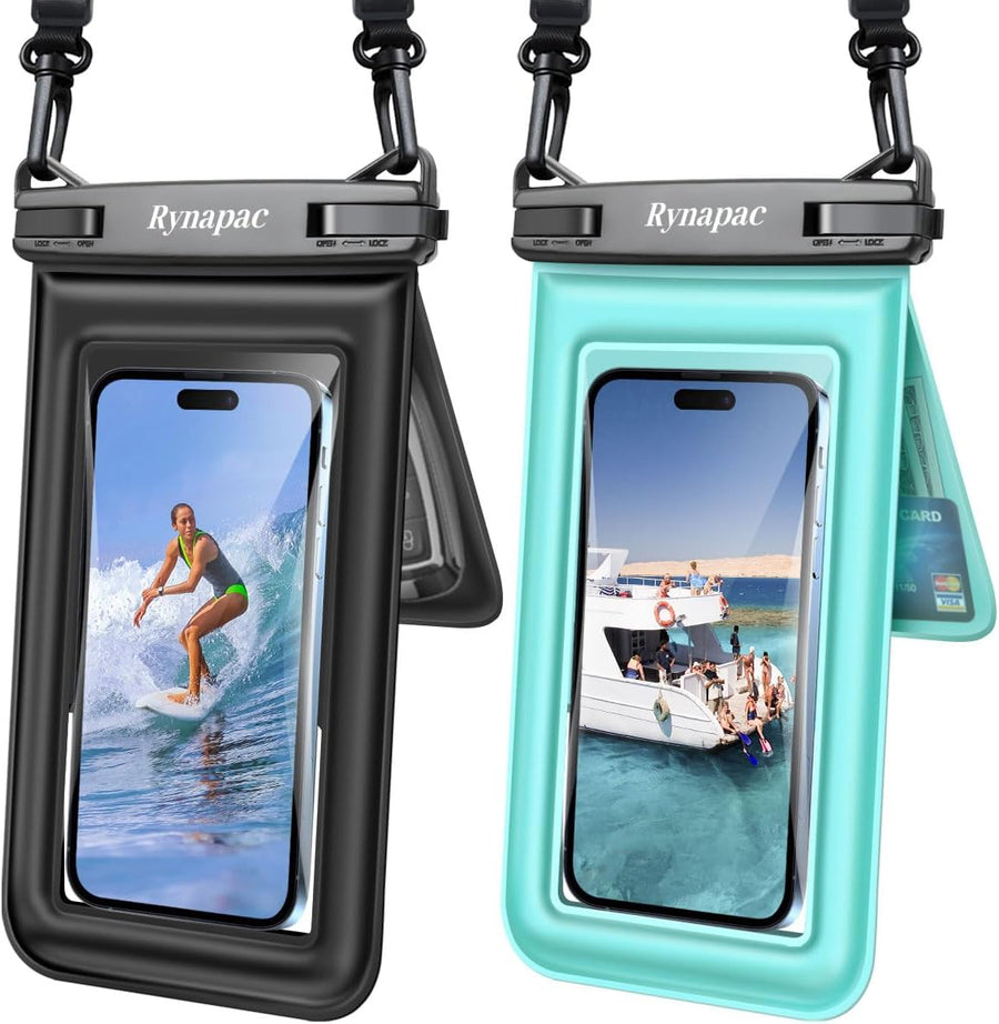 [Up to 8.5''] Floating Waterproof Phone Pouch 2 Pack, IPX8 Double Space Waterproof Phone Case with Lanyard for Iphone 17 16 15 Pro Max, Galaxy S25 Ultra, Cellphone Dry Bag Beach Cruise Ship Essentials