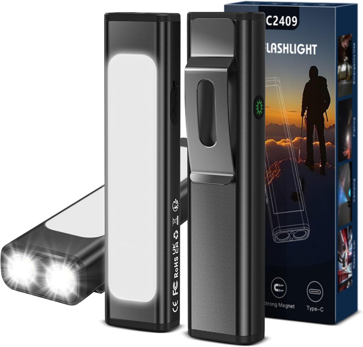 **Viral Vault 1200-Lumen Rechargeable EDC Flashlight — 9 Lighting Modes, Magnetic Base & USB-C Charging**