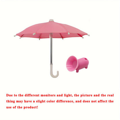 Creative Mini Umbrella Phone Stand, Universal Waterproof Holder for Smartphones, Portable Outdoor Rain & Sun Accessory