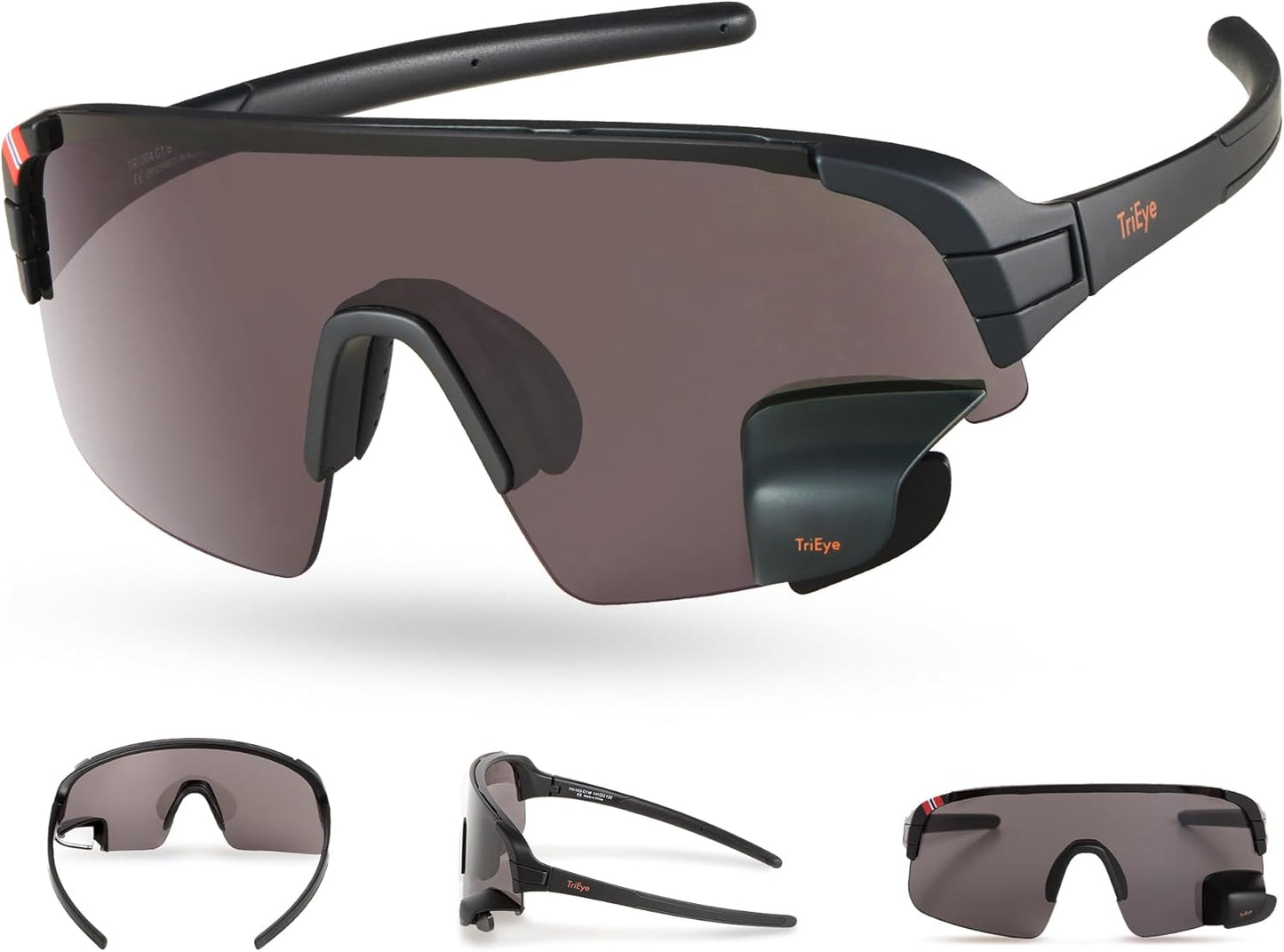 Trieye Cycling Glasses with Rear-View Mirror - Sports Sunglasses for Men & Women - UV-400 Protection