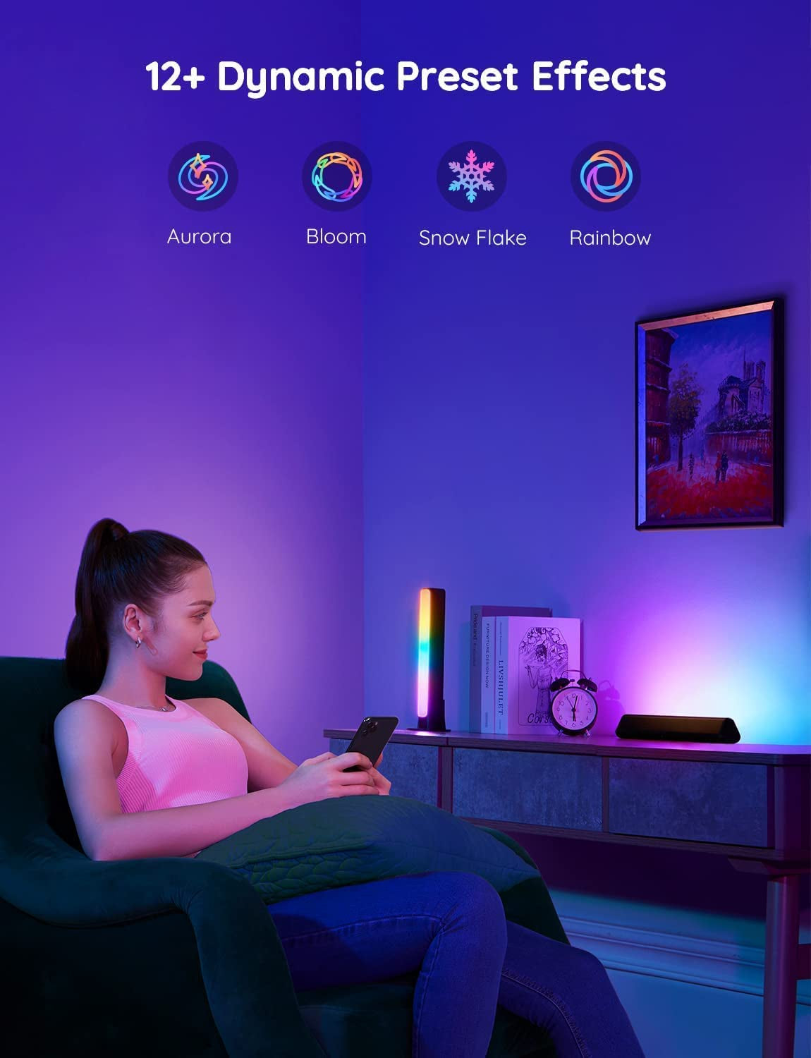 Govee Smart LED Light Bars, Work with Alexa and Google Assistant, RGBICWW Wifi TV Backlights with Scene and Music Modes for Gaming, Pictures, PC, Room Decoration