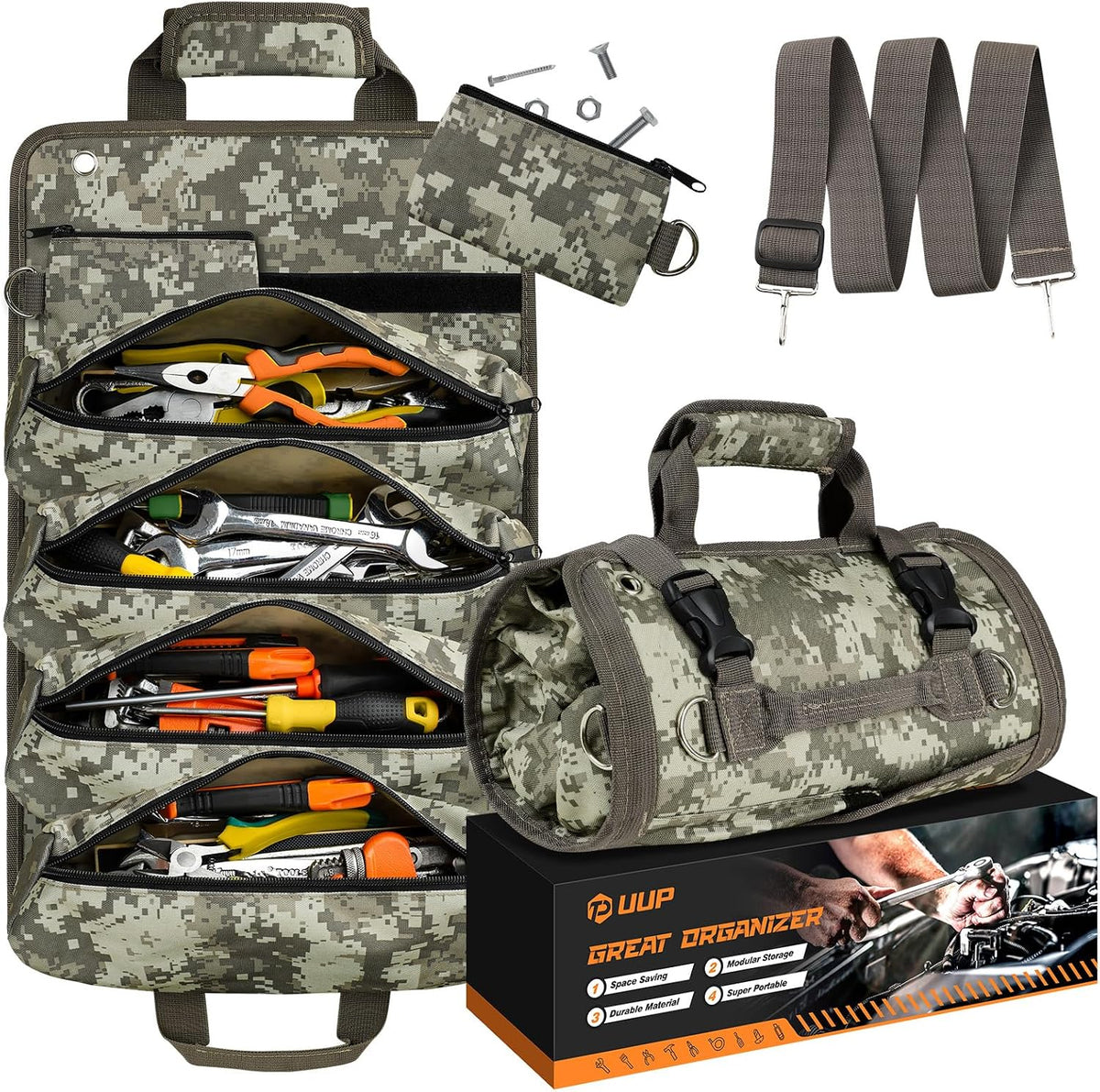 Viral Vault™ Tool Roll Pro — Portable Roll-Up Tool Organizer
