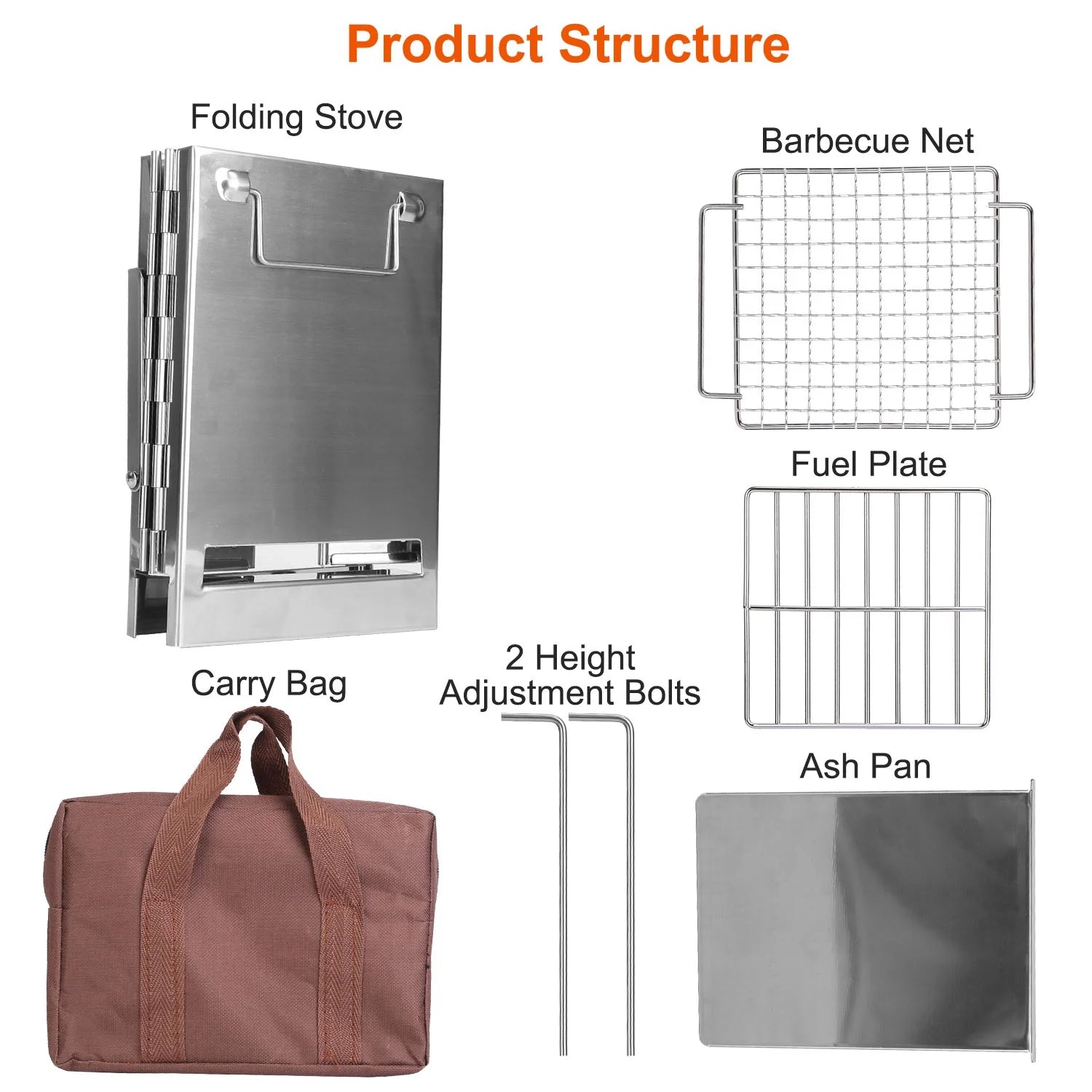 Wood Burning Camp Stove, Imountek Folding Stainless Steel Grill, Portable Backpacking Stove for Hiking Camping Survival BBQ