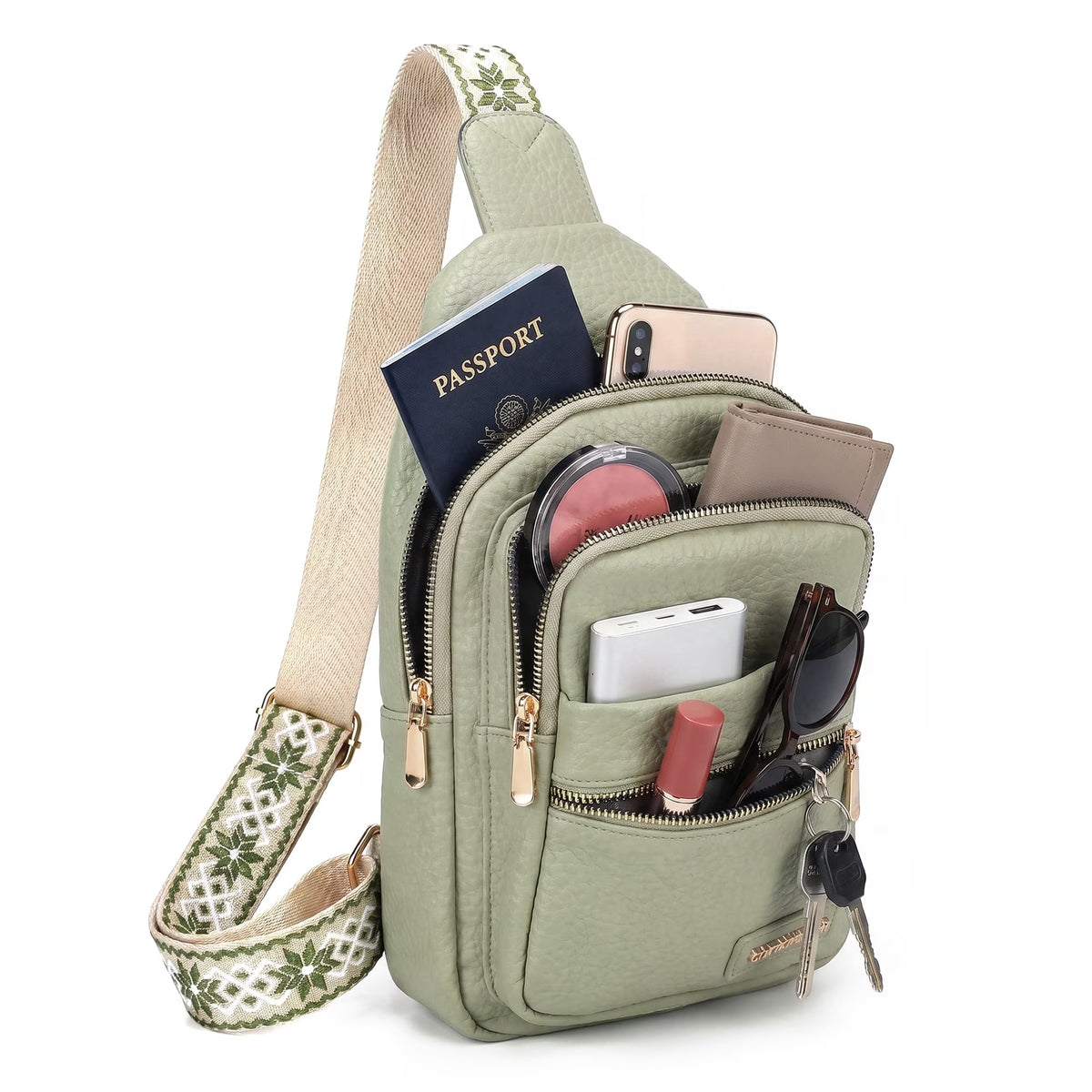 Unisex Brown Crossbody Sling Bag – Water-Resistant PU Leather Travel Bag