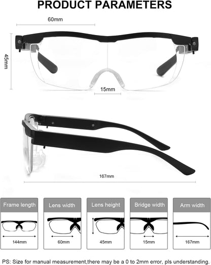 OKH LED Magnifying Glasses – Hands-Free 2X Magnification with USB Rechargeable Lights