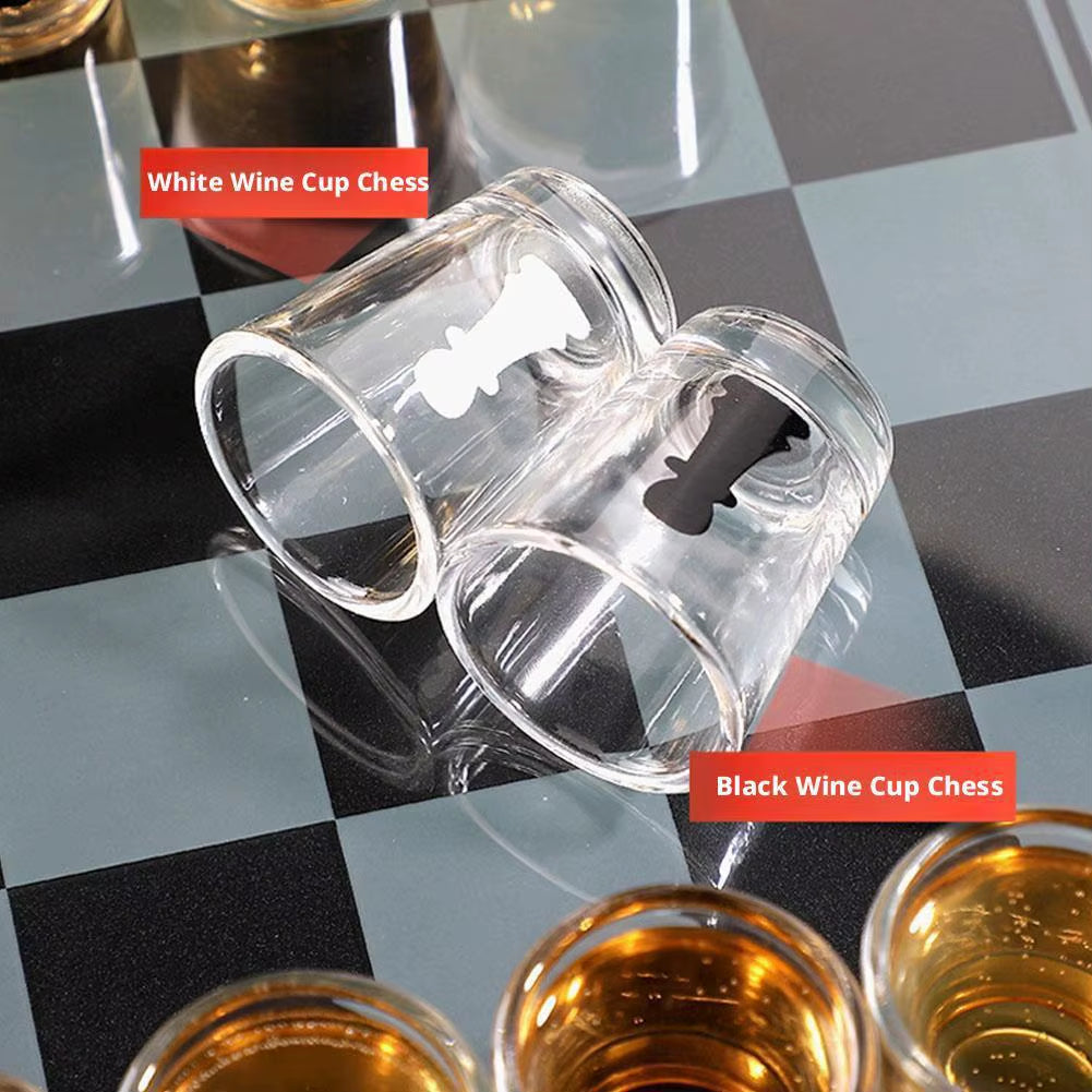 Bar Drinking Games Chess Game Set 25X25Cm Party Favor with 32 Game Glasses Bar Entertainment Supplies ﻿