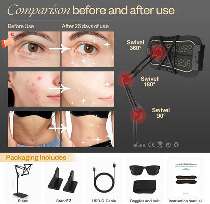 Luxrenew Max Multifunction Red Light Therapy for Body and Face, 850Nm Near-Infrared Light Therapy LED Mask Facial Body Beauty Equipment for Skin Care at Home