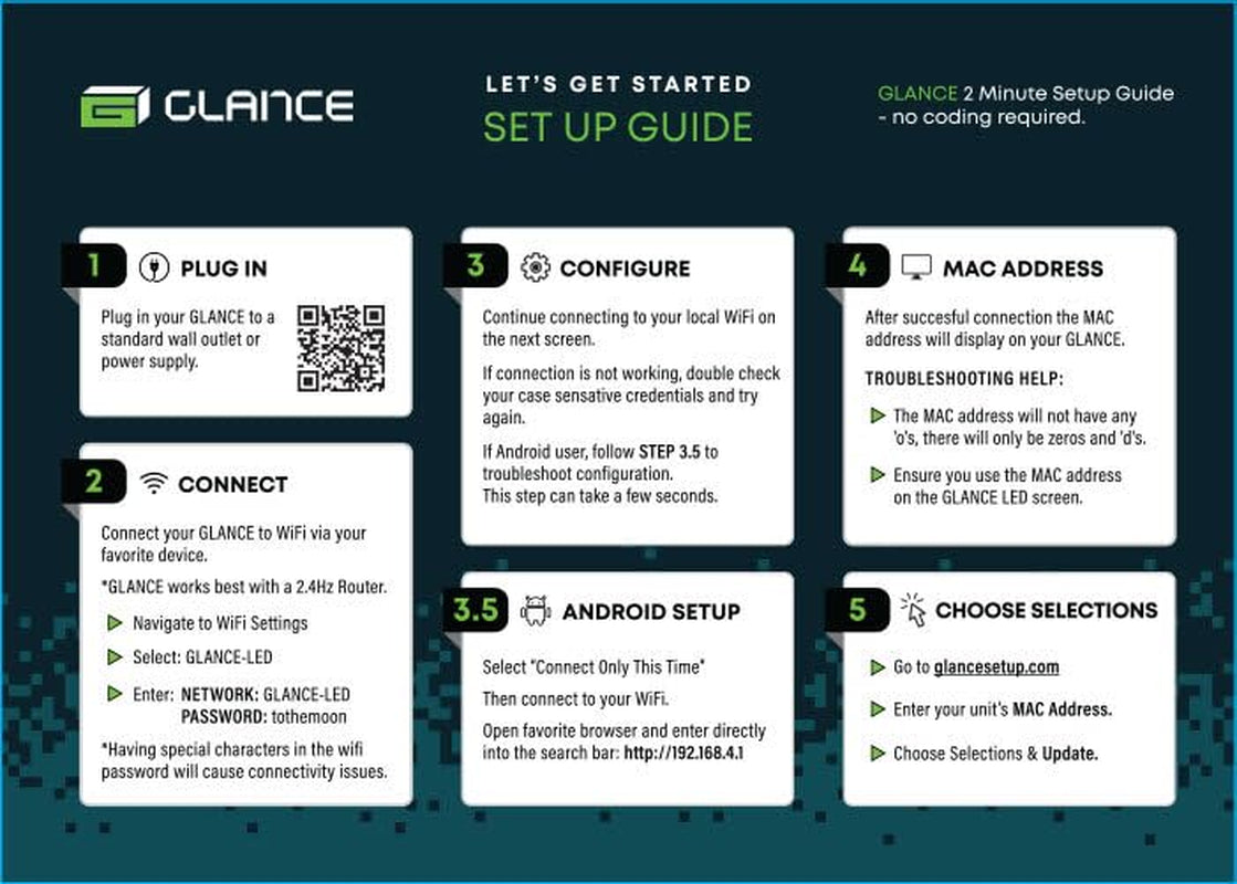 Glance LED Ticker - Customizable LED Display Sports Ticker, LED Display for Man Cave, Stock Market Ticker Display, Sports Score Retro Smart Pixel Display, Weather Display - 10.5"X5.5" Made in USA