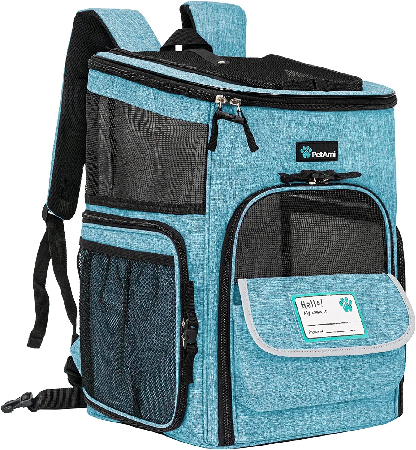 Petami Dog Backpack Carrier, Airline Approved 4-Way Entry Cat Backpack Carrier, Ventilated Mesh, Collapsible Pet Carrier for Small Puppy, Kitten, Hiking, Travel Car, Vet, up to 18 Lbs, Charcoal Gray