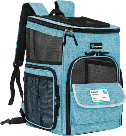 Petami Dog Backpack Carrier, Airline Approved 4-Way Entry Cat Backpack Carrier, Ventilated Mesh, Collapsible Pet Carrier for Small Puppy, Kitten, Hiking, Travel Car, Vet, up to 18 Lbs, Charcoal Gray