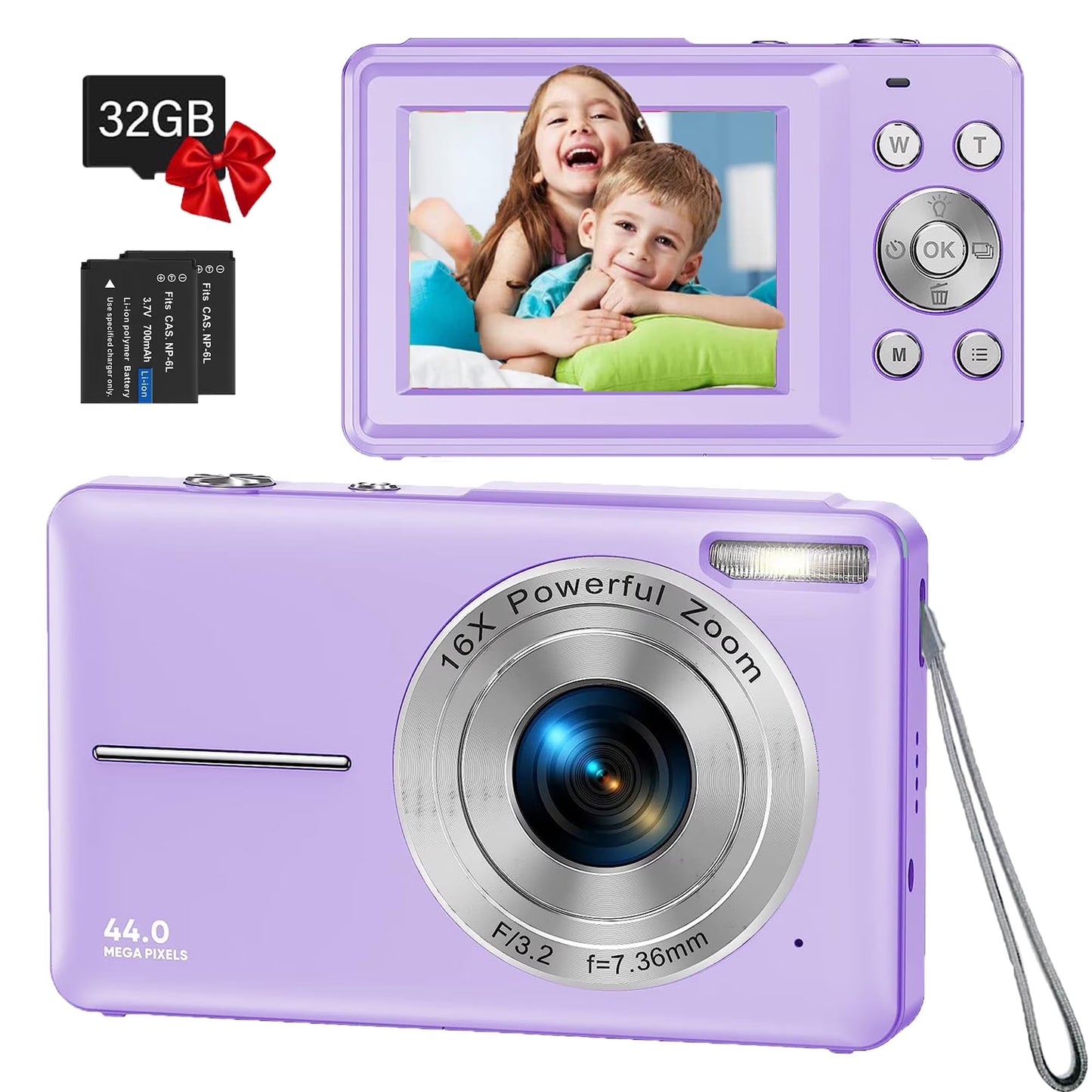 ACTITOP Digital Camera FHD1080P 44MP Portable Camera for Kids 2.4"LCD Screen Small Video Camera with 32G Card