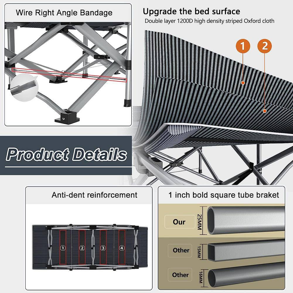 Folding Camping Cot for Adults and Kids,Folding Guest Bed Cot,Sleeping Cot Folding Bed W/ 2 Sided Mattress and Carry Bag