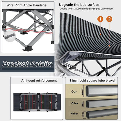 Folding Camping Cot for Adults and Kids,Folding Guest Bed Cot,Sleeping Cot Folding Bed W/ 2 Sided Mattress and Carry Bag
