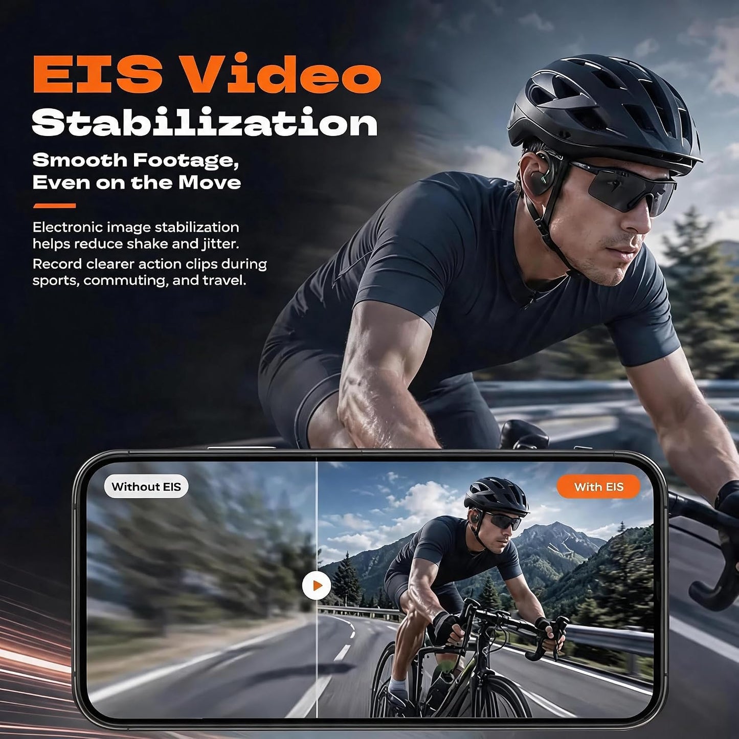 E12 Bone Conduction Headphones with Camera, Open-Ear, Comfort Fit, Hi-Fi | Hands-Free POV Camera, AI Translation & Smart Conversation, Wireless Bluetooth Sport Earphones with App for Running & Travel