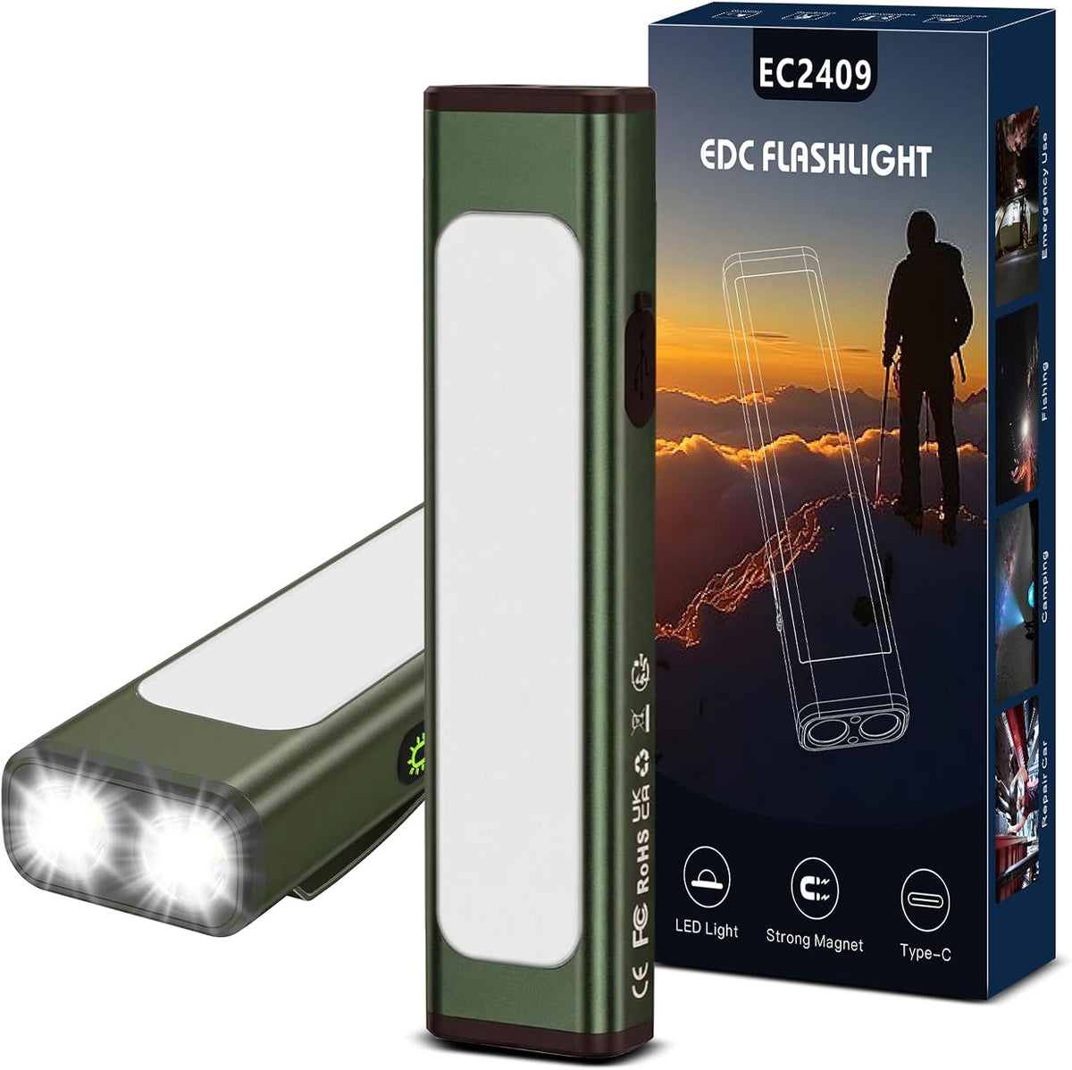 **Viral Vault 1200-Lumen Rechargeable EDC Flashlight — 9 Lighting Modes, Magnetic Base & USB-C Charging**