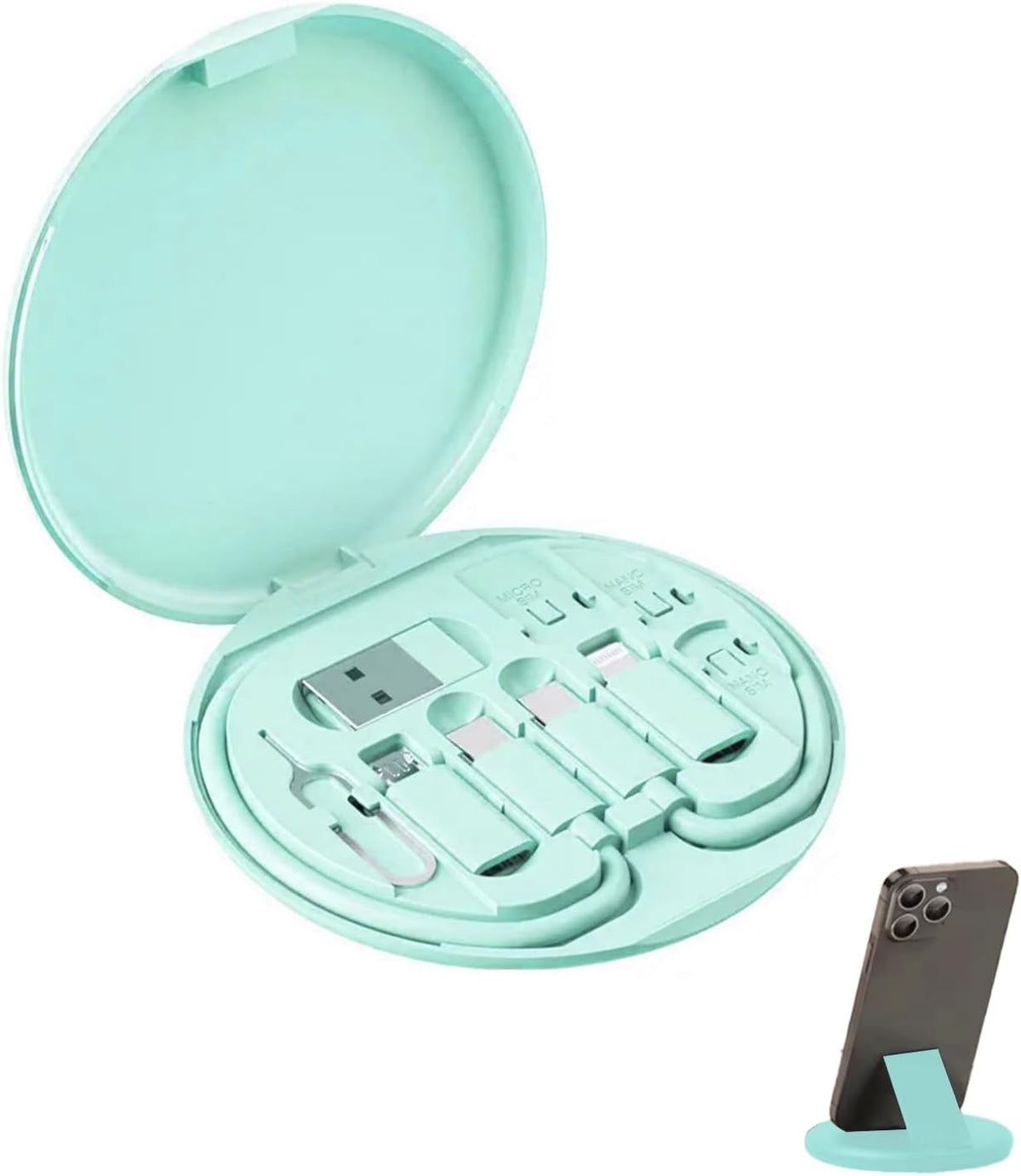 Universal USB Charging Adapter Kit with SIM Eject Tool – Compact Travel Cable Organizer