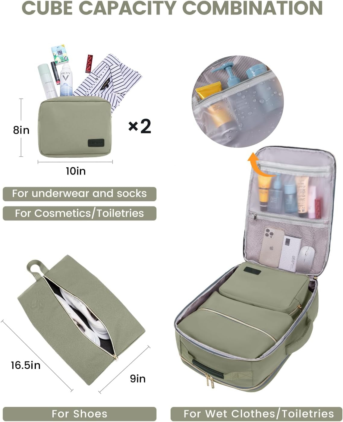 40L Travel Backpack for Women & Men, Airline Approved Carry on Luggage with 3 Packing Cubes, TSA Overnight Bags, Waterproof Personal Item Bag, Weekender Essentials Backpacks Fits 17" Laptop