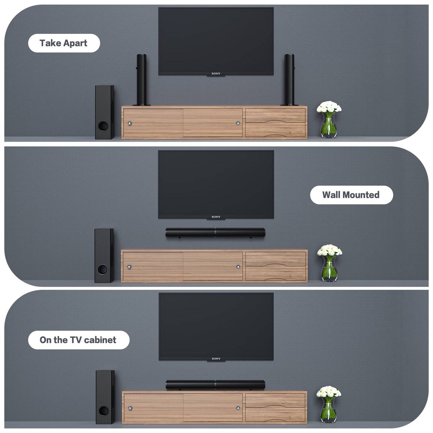 TOPVISION 4.1Ch Sound Bar with Subwoofer, 120W Separable Sound Bar for TV, 2-In-1 Detachable Sound Bar with Usb/Aux/Coaxial/Optical/Hdmi/Bluetooth