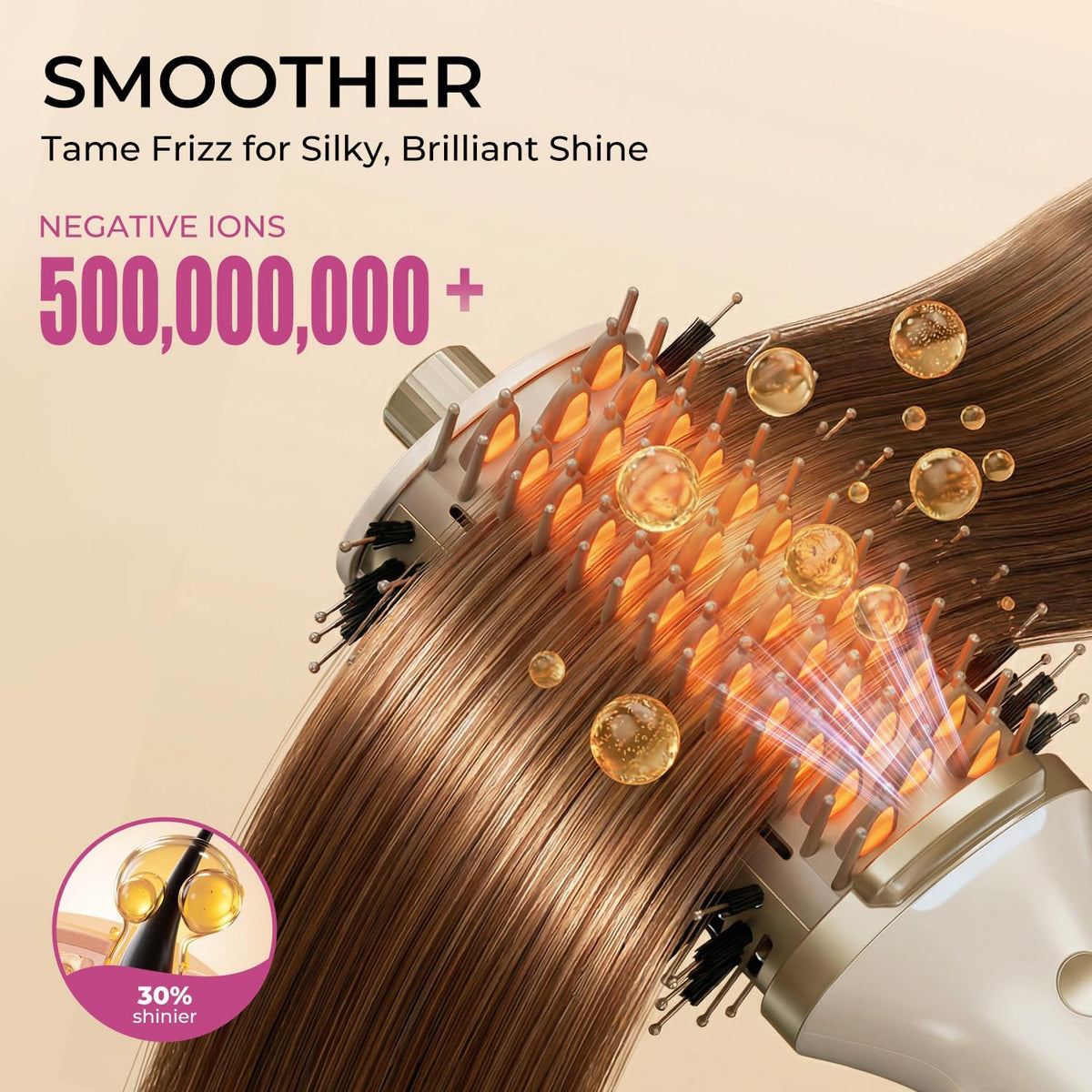Vault Air™ Pro Styler Upgraded 5-In-1 Blow Dryer Brush with Heated Comb - Volumizer Hair Dryer Brush for Wet & Dry Hair, Ideal for Thick Curly Hair, Salon Blowout, Frizz-Free Shiny Hair, Reduced Heat Damage - 70Mm