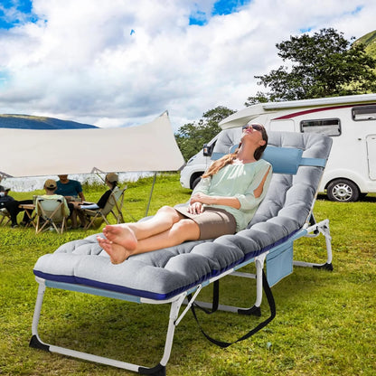 Slsy 3 in 1 Sun Tanning Chair Oversized with Mat & Face Arm Hole, 5-Position Heavy Duty Folding Chaise Outdoor Lounge Chair W/ Pillow, for Beach, Pool, Lawn, Yard, Patio