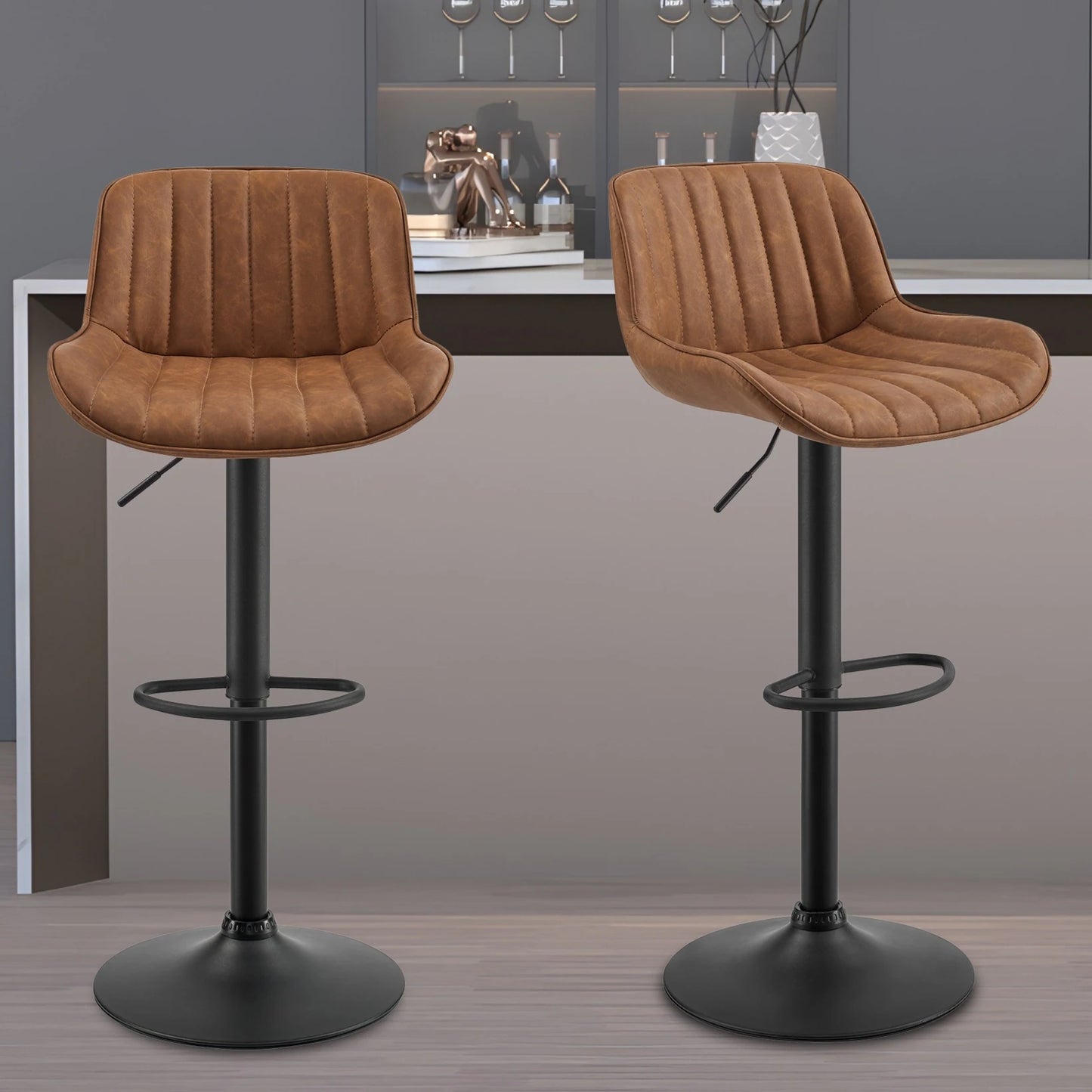 Art Leon Adjustable Swivel Barstool Set – Mid-Century Modern Kitchen & Bar Seating